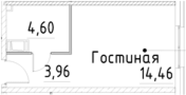 . Вариант № 1853424, 0, площадь - 23.02 квм, цена 5971176 рублей