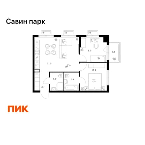 . Вариант № 2218095, 0, площадь - 52.7 квм, цена 8547940 рублей