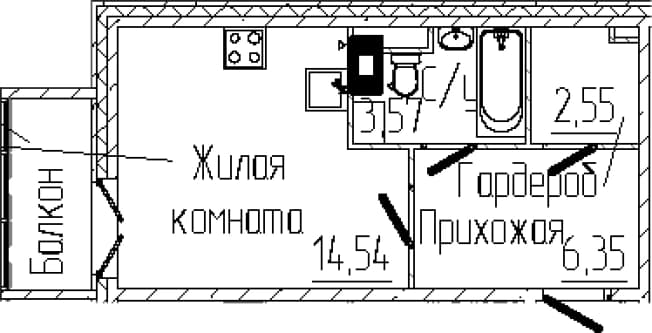 . Вариант № 1805975, 0, площадь - 27.01 квм, цена 5850589 рублей