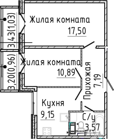 . Вариант № 2035664, 0, площадь - 48.3 квм, цена 10058000 рублей