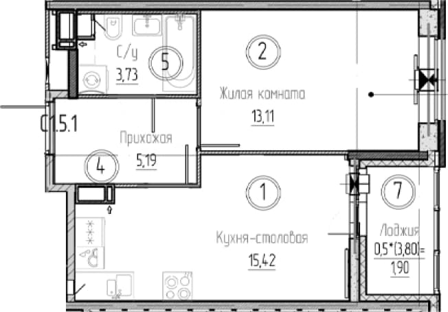 Купить двухкомнатную квартиру до 20 млн в новостройках (ЖК) в Ленинградской области. Вариант № 1903489, 1, площадь - квм, цена 6702304 рублей