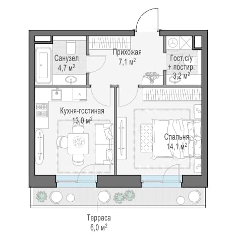 . Вариант № 1663568, 0, площадь - 44 квм, цена 39490000 рублей