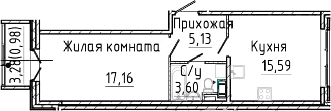 . Вариант № 2035741, 0, площадь - 41.48 квм, цена 8704300 рублей