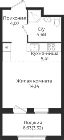 . Вариант № 1839354, 0, площадь - 28.3 квм, цена 5392791 рублей