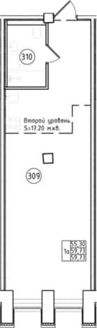 . Вариант № 1815721, 0, площадь - 59.73 квм, цена 15093960 рублей