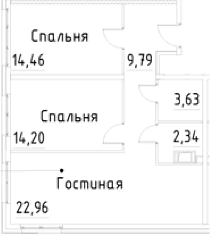 . Вариант № 1920203, 0, площадь - 67.38 квм, цена 15715980 рублей