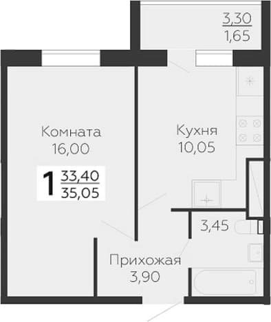 . Вариант № 1833407, 0, площадь - 33.4 квм, цена 5867370 рублей