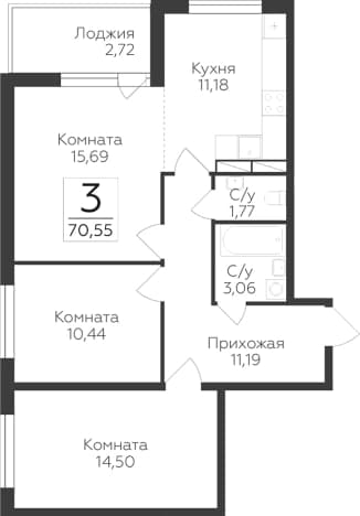 . Вариант № 1931749, 0, площадь - 67.83 квм, цена 7718170 рублей