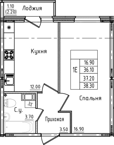 . Вариант № 2151713, 0, площадь - 36 квм, цена 6534478 рублей