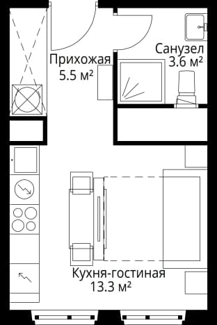 . Вариант № 1260503, 0, площадь - 22.4 квм, цена 7882470 рублей