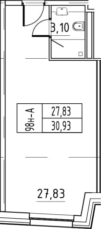 . Вариант № 468049, 0, площадь - 30.93 квм, цена 7887150 рублей