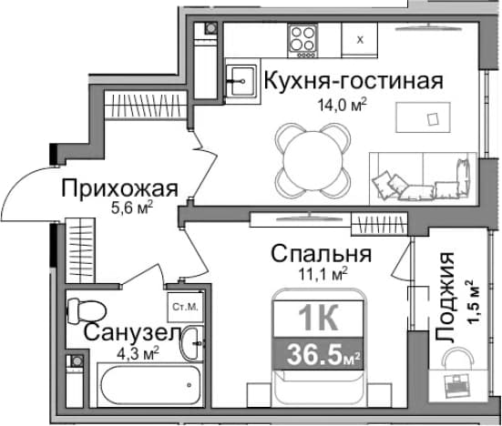. Вариант № 2177372, 0, площадь - 35 квм, цена 7300000 рублей