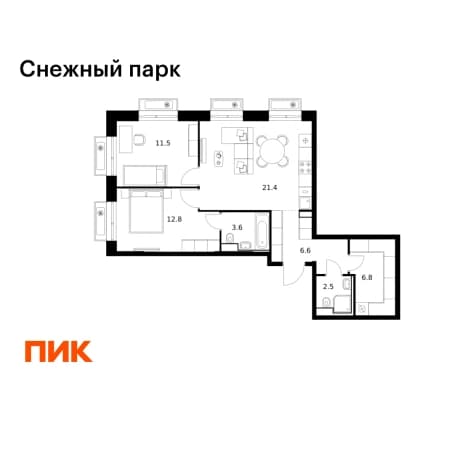 Купить двухкомнатную квартиру в новостройках в ЖК Снежный парк в Владивостоке. Вариант № 2272885, 1, площадь - квм, цена 12511880 рублей