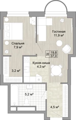 . Вариант № 2232216, 0, площадь - 37 квм, цена 14578000 рублей