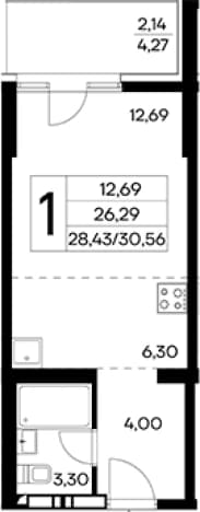 . Вариант № 2155138, 0, площадь - 28.36 квм, цена 10696000 рублей