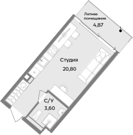 . Вариант № 2114733, 0, площадь - 24.4 квм, цена 13172933 рублей