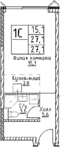 . Вариант № 459346, 0, площадь - 27.1 квм, цена 14322350 рублей