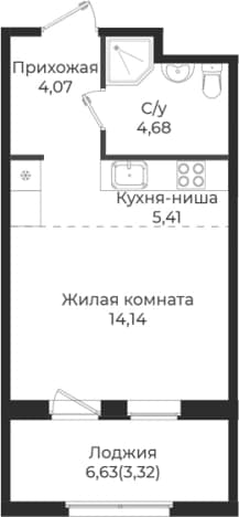 . Вариант № 1839095, 0, площадь - 28.3 квм, цена 5616661 рублей
