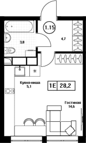 . Вариант № 2346647, 0, площадь - 28.2 квм, цена 8037000 рублей