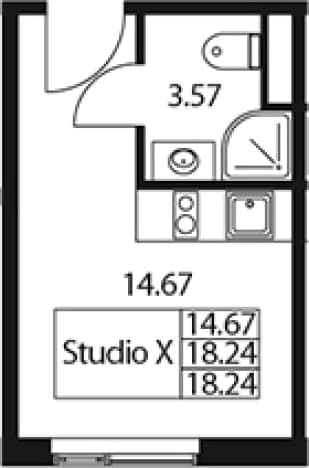 . Вариант № 2129994, 0, площадь - 17.51 квм, цена 8396010 рублей