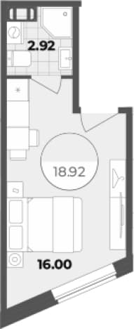 . Вариант № 1834058, 0, площадь - 18.92 квм, цена 9039938 рублей