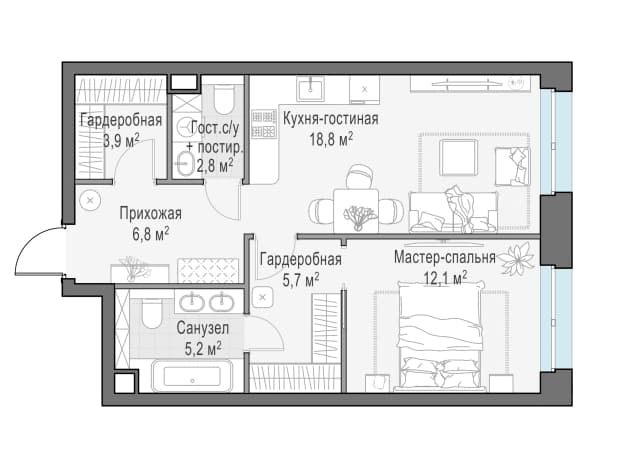 . Вариант № 1663516, 0, площадь - 56 квм, цена 44300000 рублей