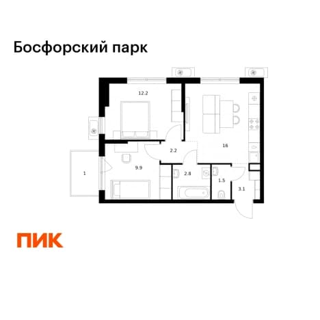 Купить двухкомнатную квартиру с балконом в районе Ленинский в Владивостоке. Вариант № 2226583, 1, площадь - квм, цена 10597120 рублей