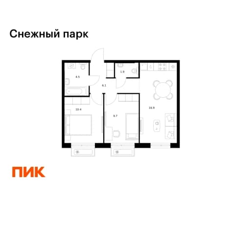 Купить двухкомнатную квартиру в новостройках в ЖК Снежный парк в Владивостоке. Вариант № 2243178, 1, площадь - квм, цена 8761500 рублей