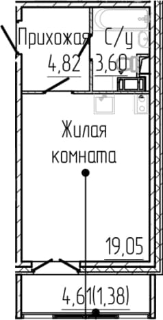 . Вариант № 1806080, 0, площадь - 27.47 квм, цена 6103158 рублей