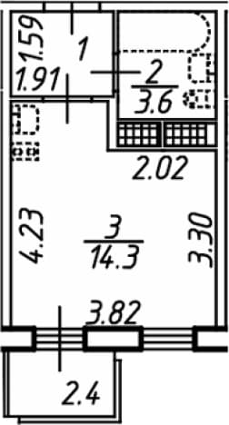 . Вариант № 2310932, 0, площадь - 20.9 квм, цена 5184000 рублей