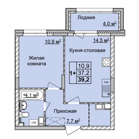 . Вариант № 2147784, 0, площадь - 39.2 квм, цена 8418109 рублей