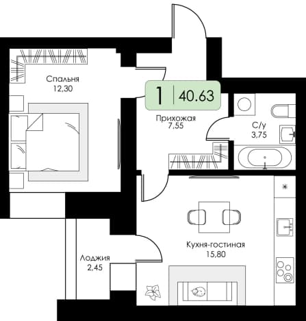 Купить квартиру в новостройках в Смоленской области. Вариант № 2095192, 1, площадь - квм, цена 5306278 рублей