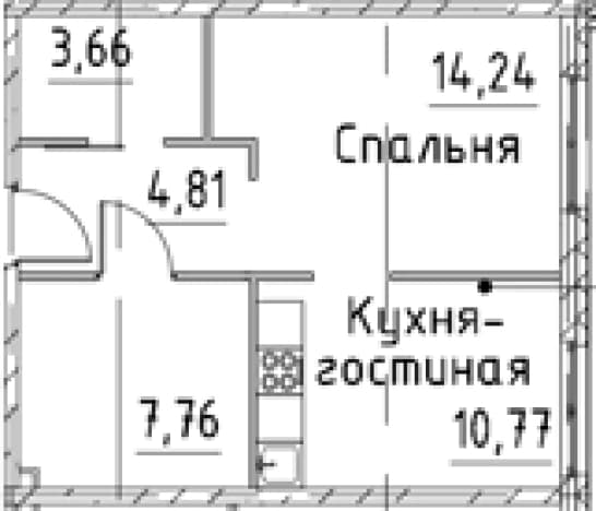 . Вариант № 1920237, 0, площадь - 41.24 квм, цена 9847839 рублей
