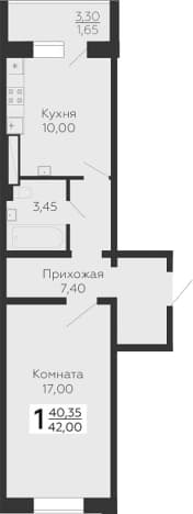 . Вариант № 1833431, 0, площадь - 40.35 квм, цена 5934600 рублей