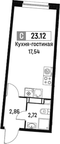 . Вариант № 1813451, 0, площадь - 23.12 квм, цена 5326562 рублей