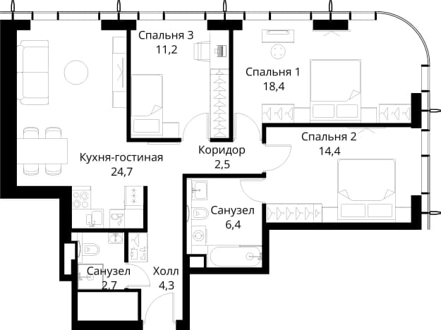 . Вариант № 2173449, 0, площадь - 84.6 квм, цена 35249944 рублей
