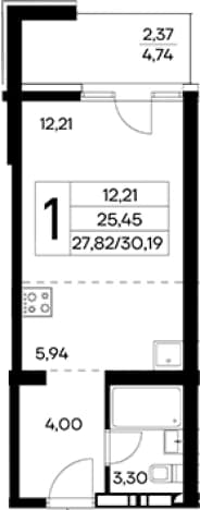 . Вариант № 2155156, 0, площадь - 27.82 квм, цена 10717450 рублей