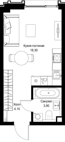 . Вариант № 2242989, 0, площадь - 26.3 квм, цена 19548790 рублей