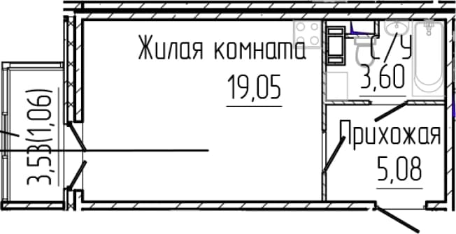 . Вариант № 1868573, 0, площадь - 27.73 квм, цена 6017110 рублей