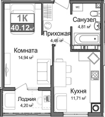 . Вариант № 2243045, 0, площадь - 33.82 квм, цена 8175000 рублей