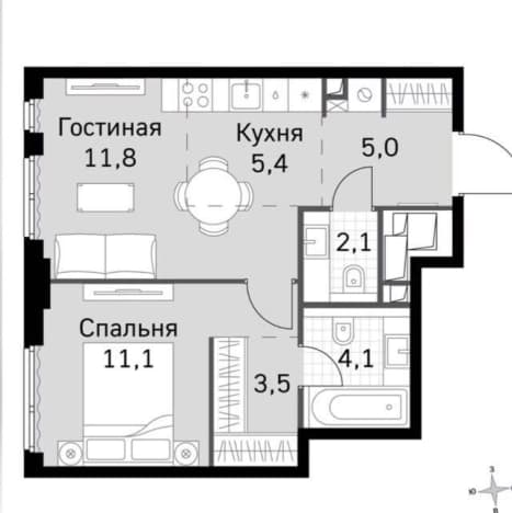 . Вариант № 2376799, 0, площадь - 43 квм, цена 26977000 рублей