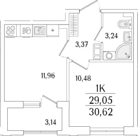 . Вариант № 1819489, 0, площадь - 29.05 квм, цена 14280791 рублей
