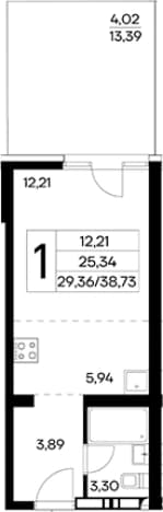 . Вариант № 2155142, 0, площадь - 34.71 квм, цена 12780900 рублей