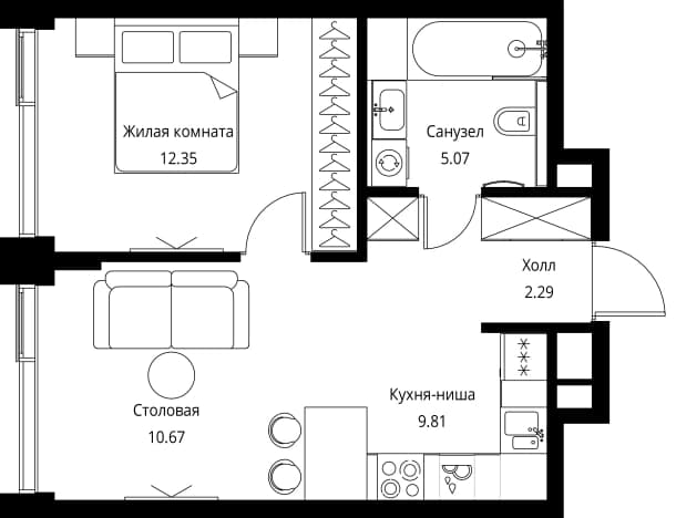 . Вариант № 2178255, 0, площадь - 40.19 квм, цена 22743843 рублей