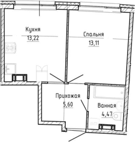 . Вариант № 2186670, 0, площадь - 36.4 квм, цена 7160253 рублей