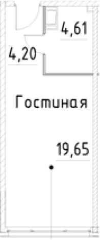 . Вариант № 1853358, 0, площадь - 28.46 квм, цена 7011755 рублей