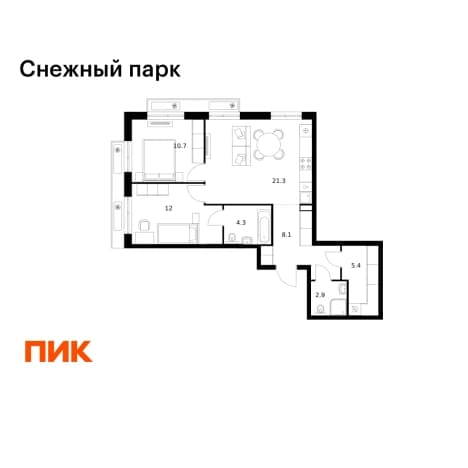 Купить двухкомнатную квартиру в новостройках в ЖК Снежный парк в Владивостоке. Вариант № 2127179, 1, площадь - квм, цена 11193100 рублей