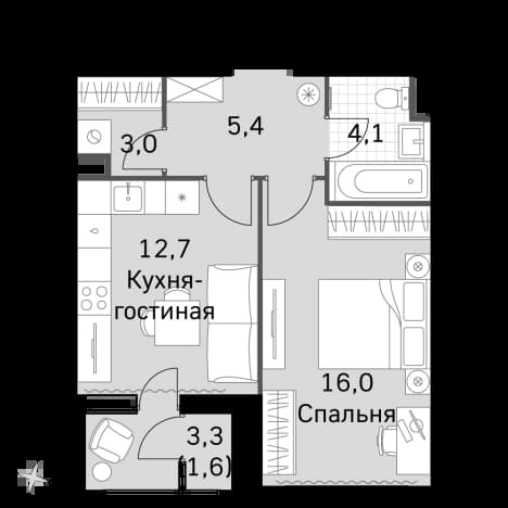 . Вариант № 2339658, 0, площадь - 40.6 квм, цена 23751000 рублей
