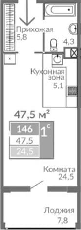. Вариант № 2284190, 0, площадь - 39.7 квм, цена 11875000 рублей