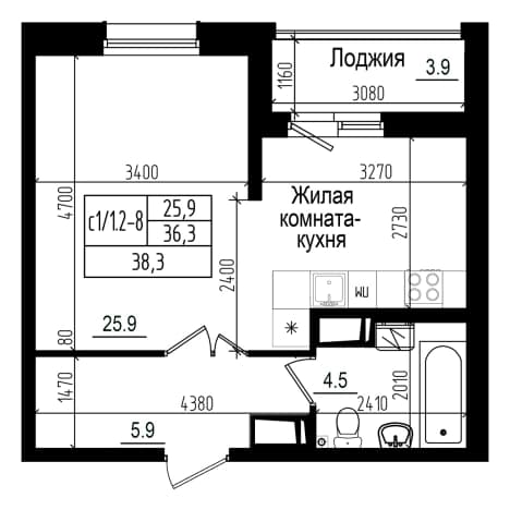 . Вариант № 510167, 0, площадь - 36.35 квм, цена 11739333 рублей